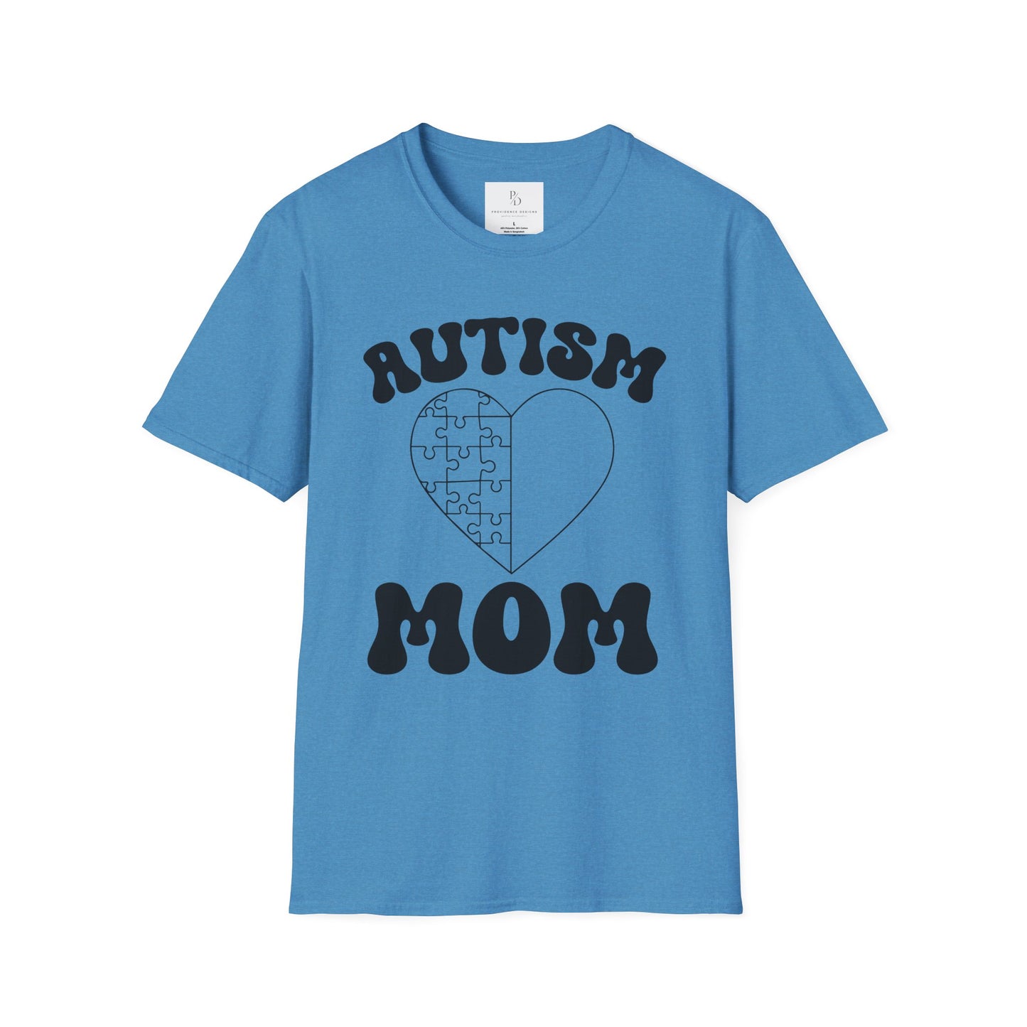 Autism Mom Unisex Softstyle T-Shirt - Heart Puzzle Design