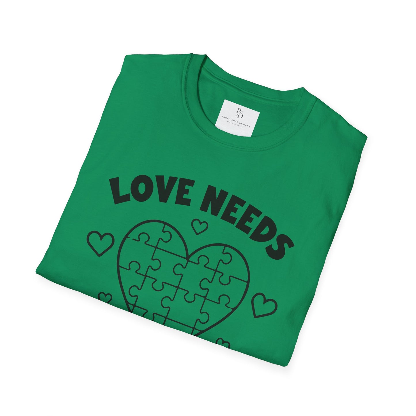 Love Needs No Words Puzzle Heart Unisex Softstyle T-Shirt