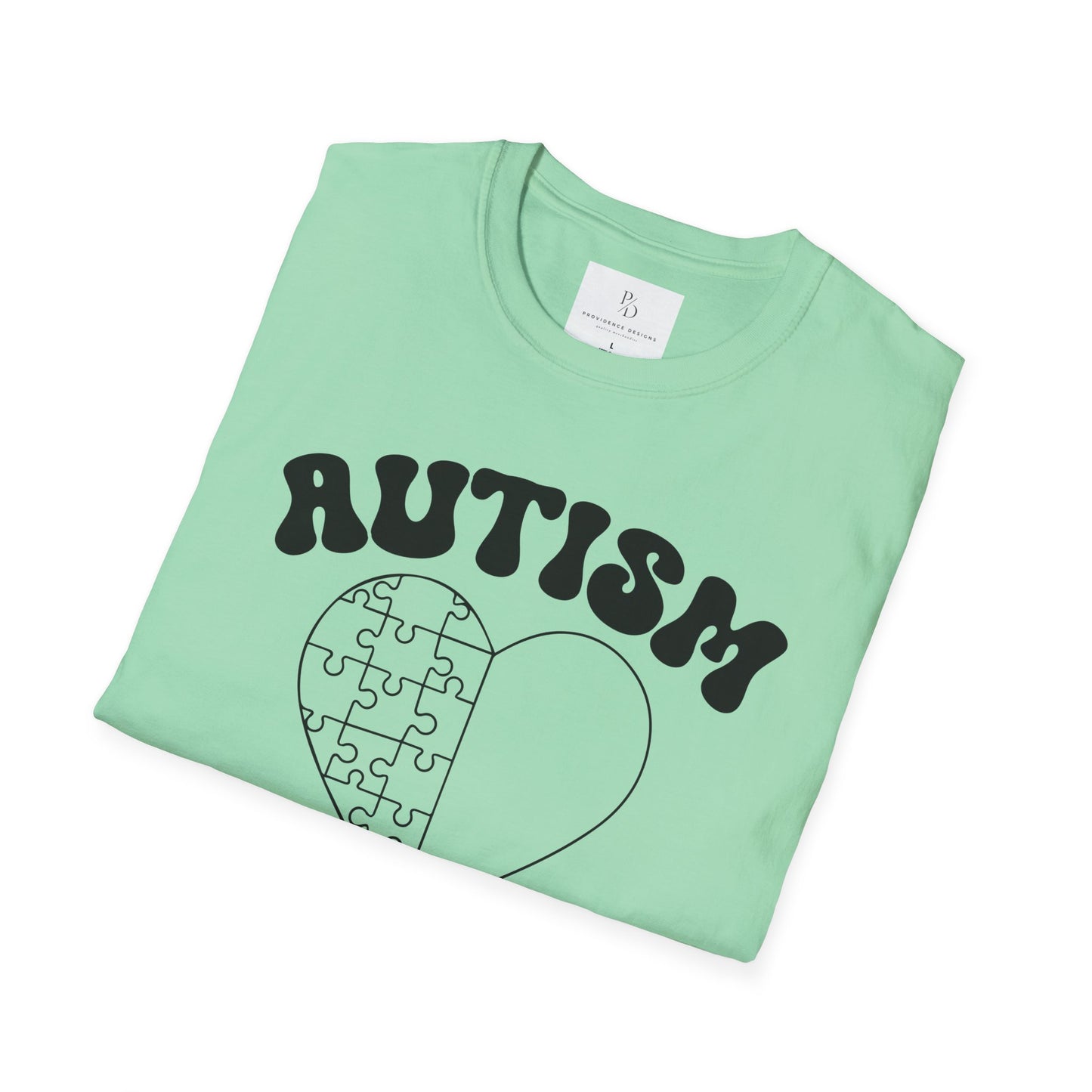 Autism Mom Unisex Softstyle T-Shirt - Heart Puzzle Design
