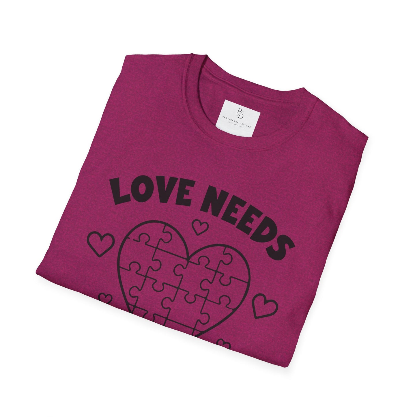Love Needs No Words Puzzle Heart Unisex Softstyle T-Shirt