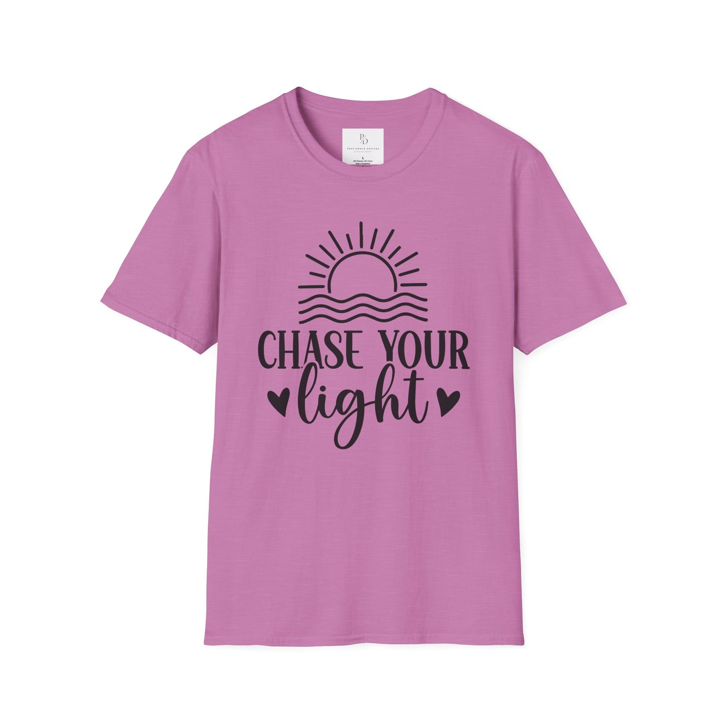 Chase Your Light Unisex T-Shirt, Inspirational Tee, Motivational Shirt, Gift for Friends, Summer Outfit, Positive Vibes