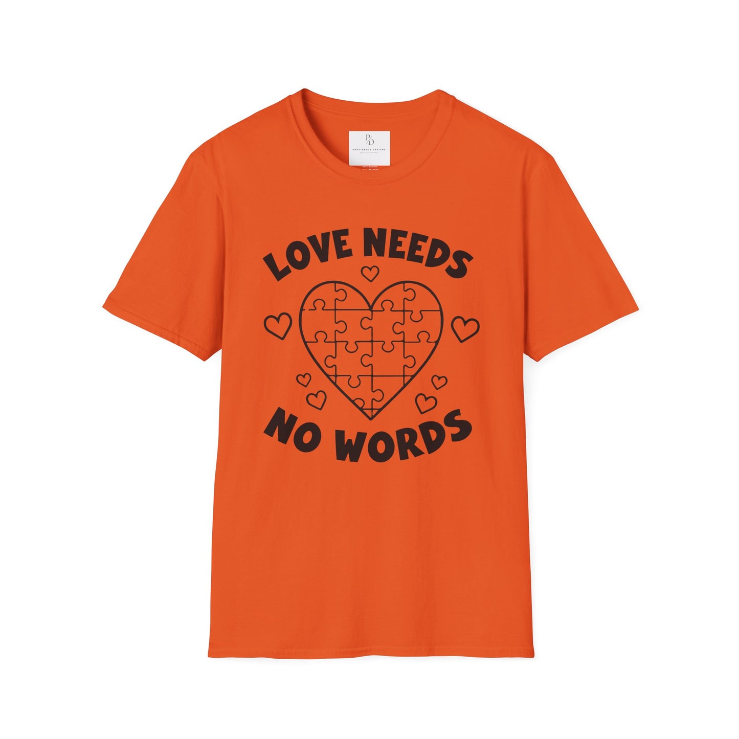 Love Needs No Words Puzzle Heart Unisex Softstyle T-Shirt