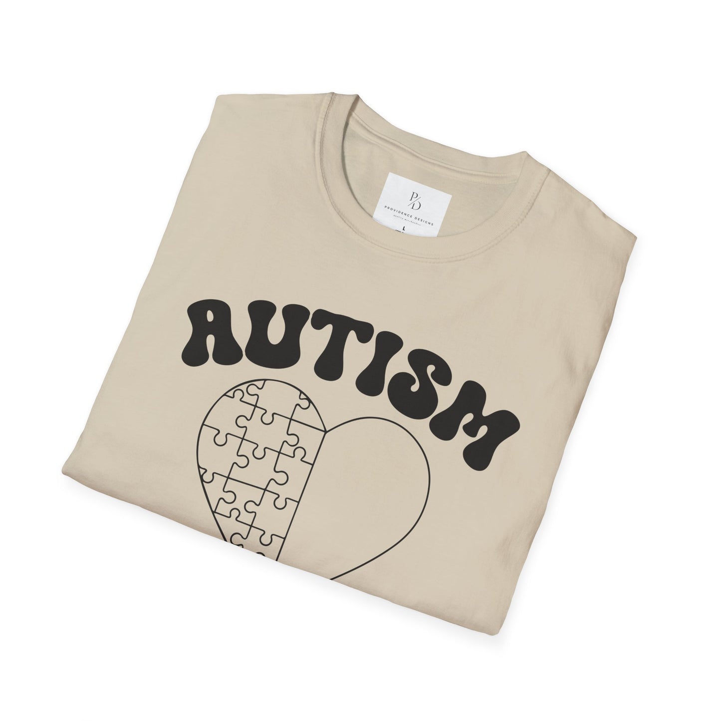 Autism Mom Unisex Softstyle T-Shirt - Heart Puzzle Design