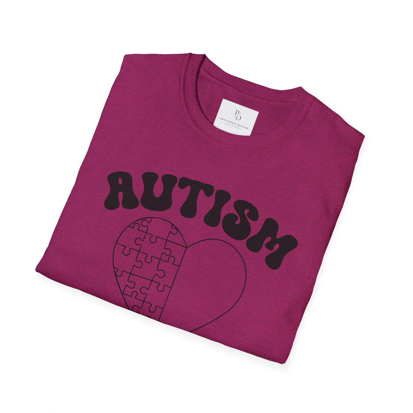 Autism Mom Unisex Softstyle T-Shirt - Heart Puzzle Design