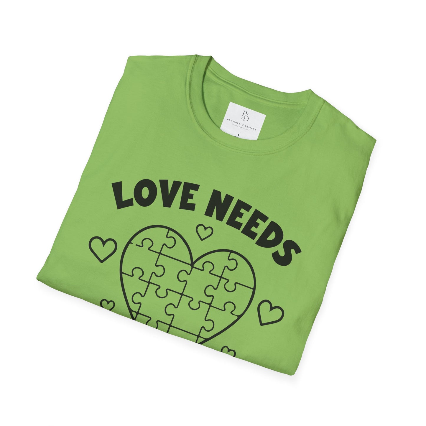 Love Needs No Words Puzzle Heart Unisex Softstyle T-Shirt