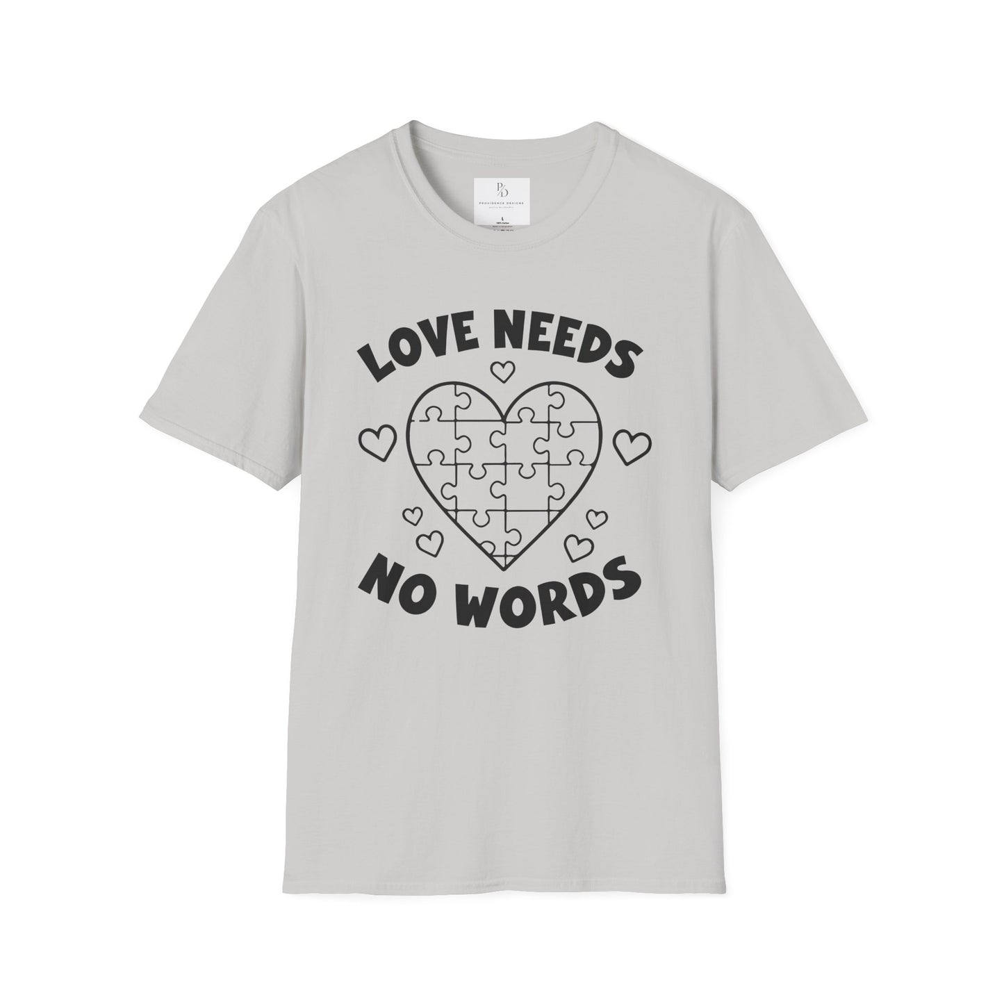 Love Needs No Words Puzzle Heart Unisex Softstyle T-Shirt