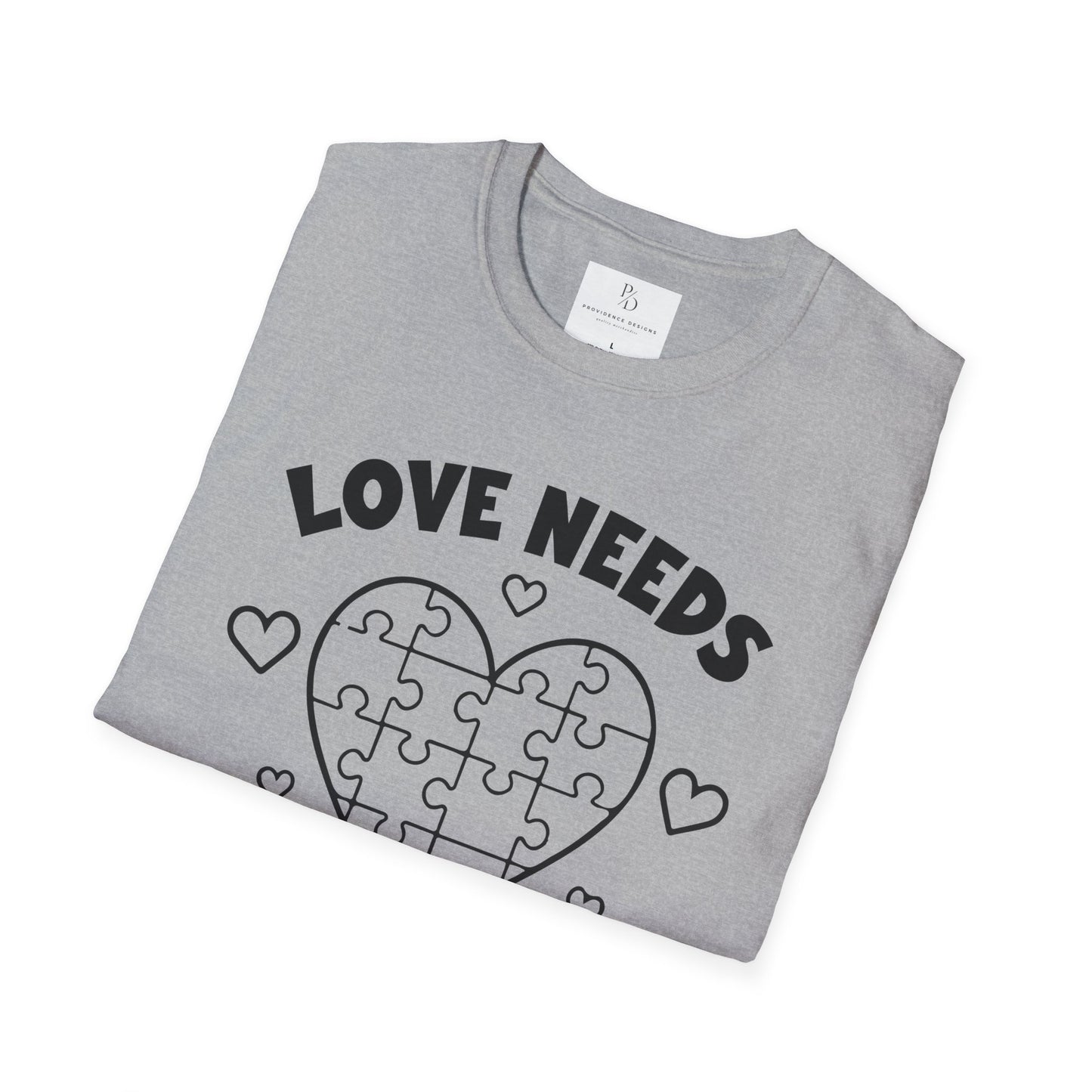 Love Needs No Words Puzzle Heart Unisex Softstyle T-Shirt