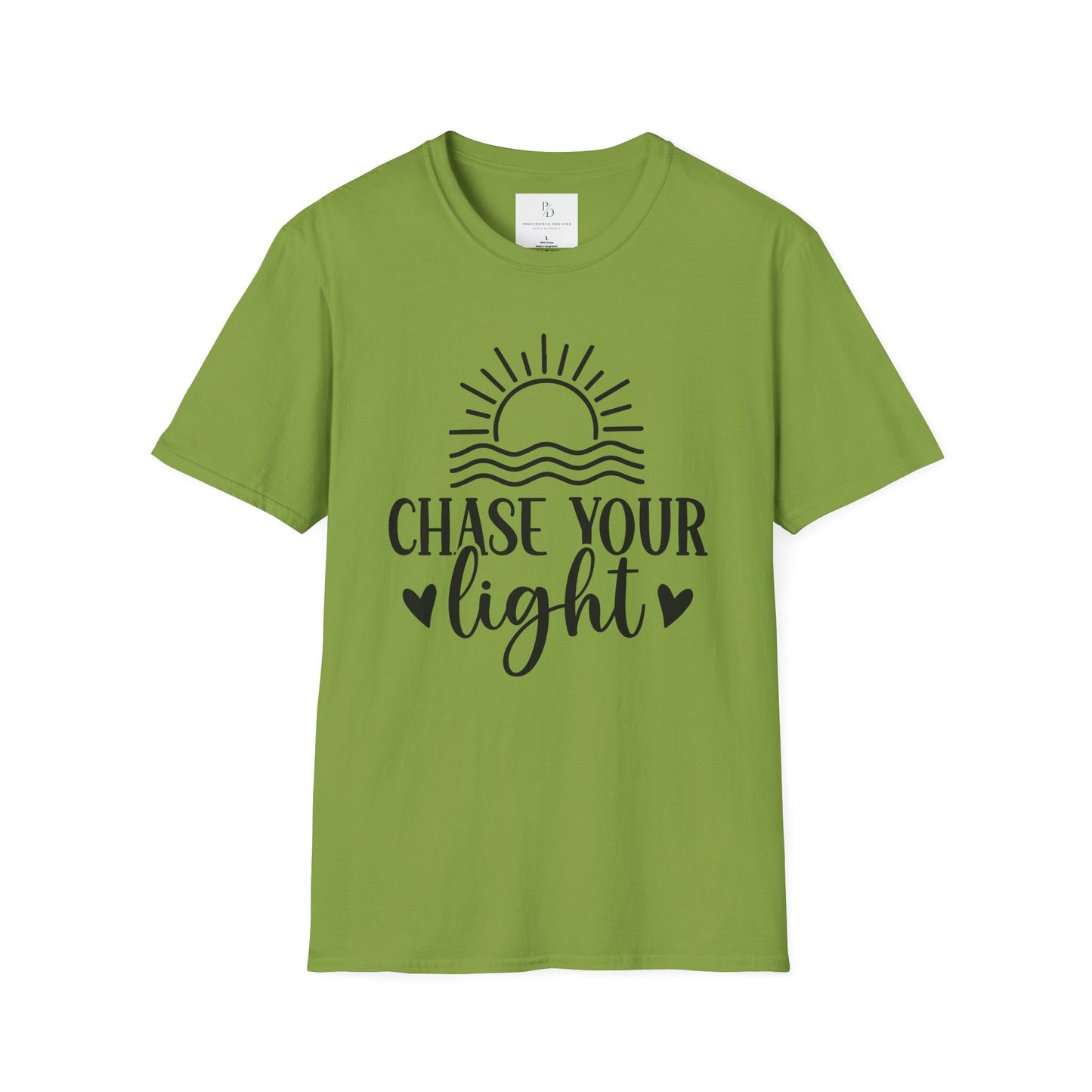 Chase Your Light Unisex T-Shirt, Inspirational Tee, Motivational Shirt, Gift for Friends, Summer Outfit, Positive Vibes
