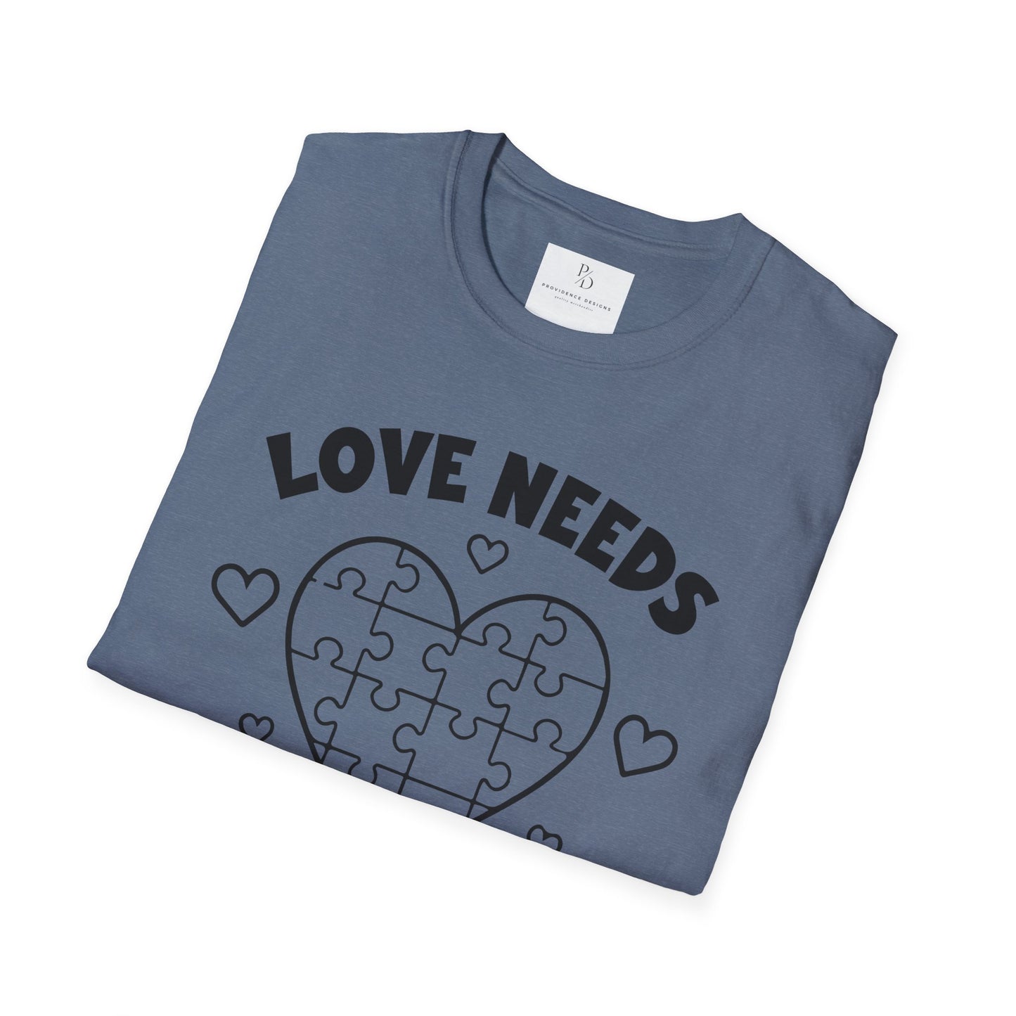 Love Needs No Words Puzzle Heart Unisex Softstyle T-Shirt