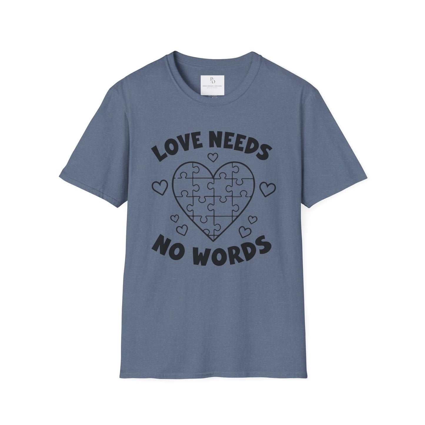 Love Needs No Words Puzzle Heart Unisex Softstyle T-Shirt
