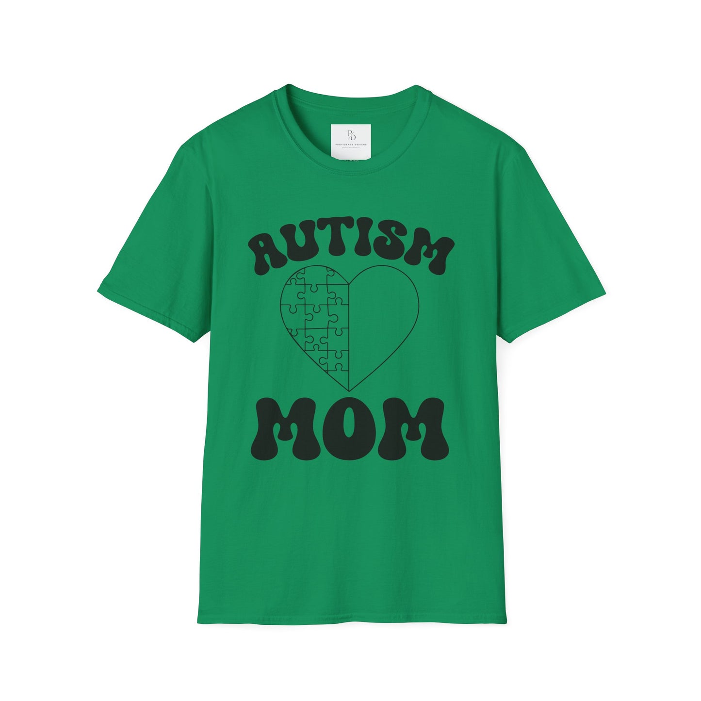 Autism Mom Unisex Softstyle T-Shirt - Heart Puzzle Design