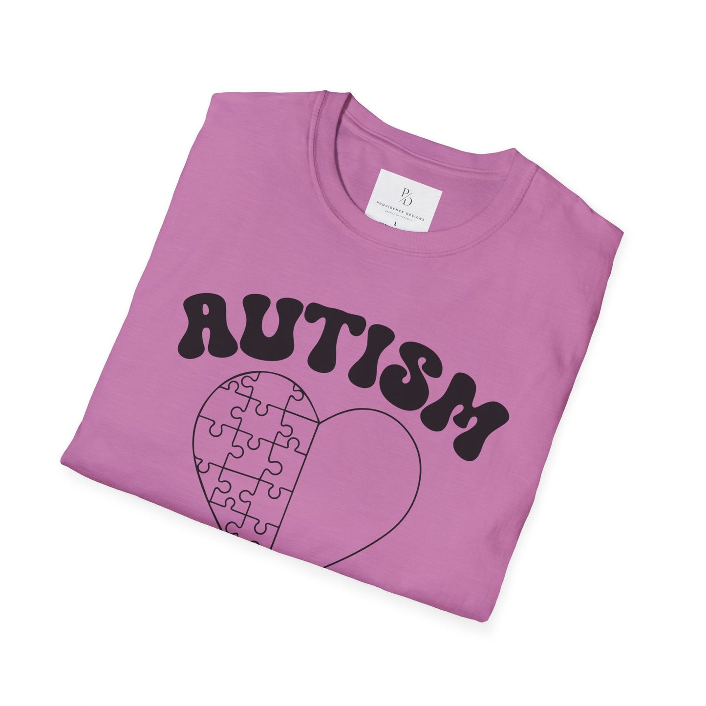 Autism Mom Unisex Softstyle T-Shirt - Heart Puzzle Design