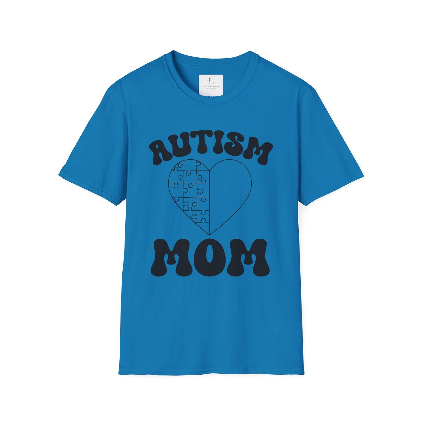Autism Mom Unisex Softstyle T-Shirt - Heart Puzzle Design