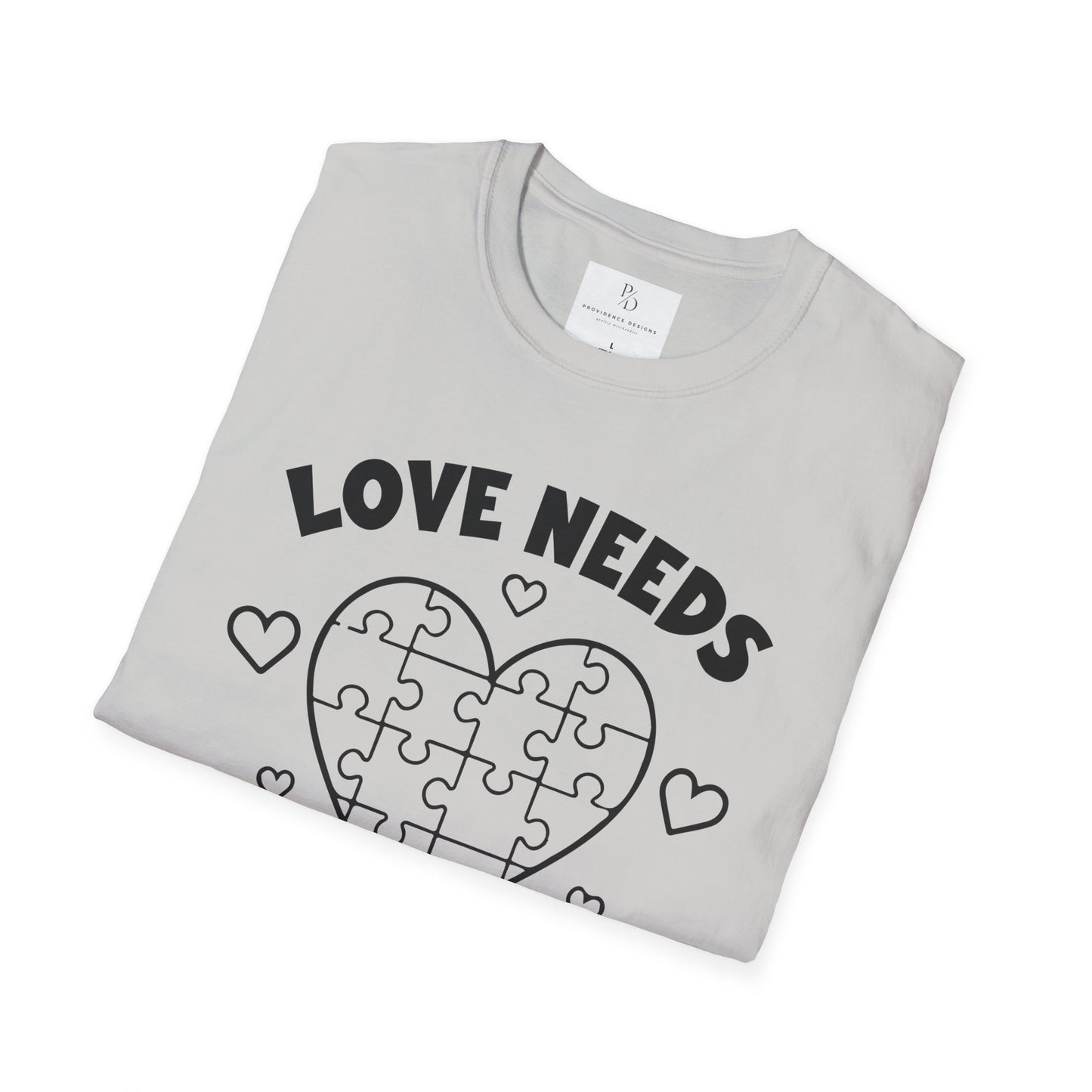 Love Needs No Words Puzzle Heart Unisex Softstyle T-Shirt