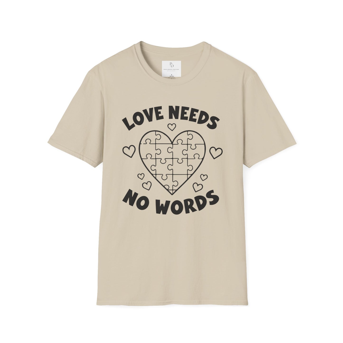 Love Needs No Words Puzzle Heart Unisex Softstyle T-Shirt