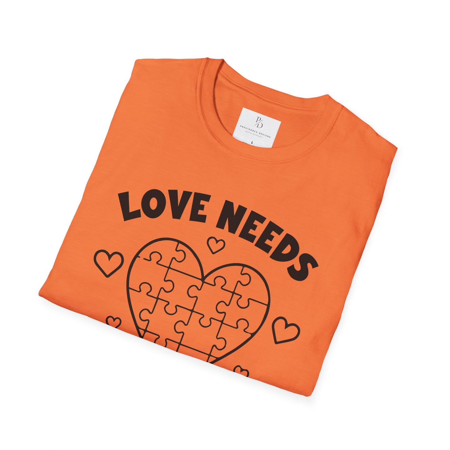 Love Needs No Words Puzzle Heart Unisex Softstyle T-Shirt