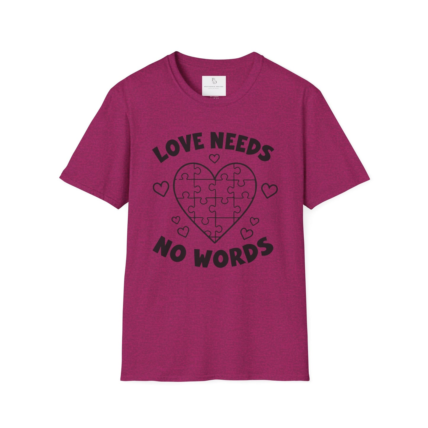 Love Needs No Words Puzzle Heart Unisex Softstyle T-Shirt