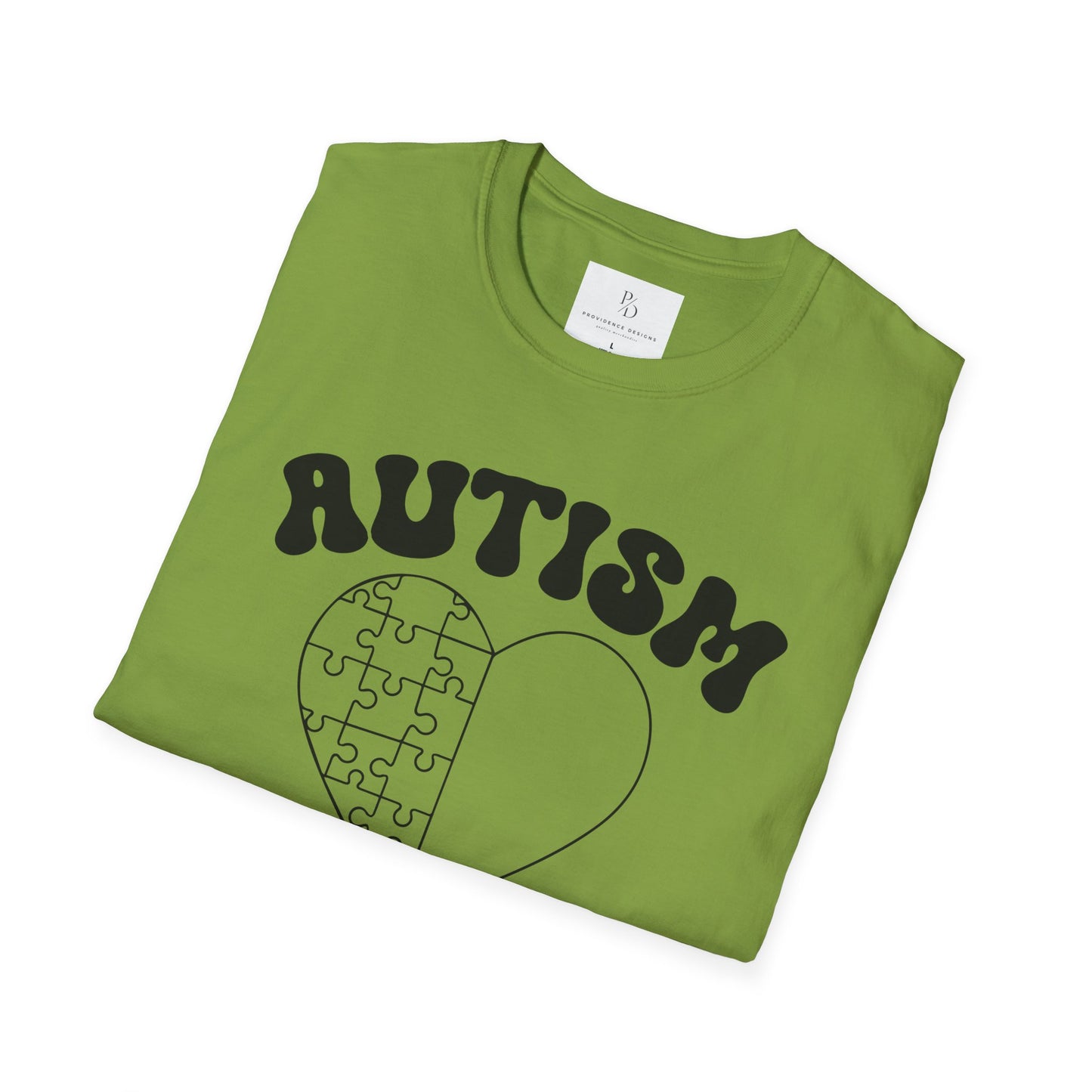 Autism Mom Unisex Softstyle T-Shirt - Heart Puzzle Design