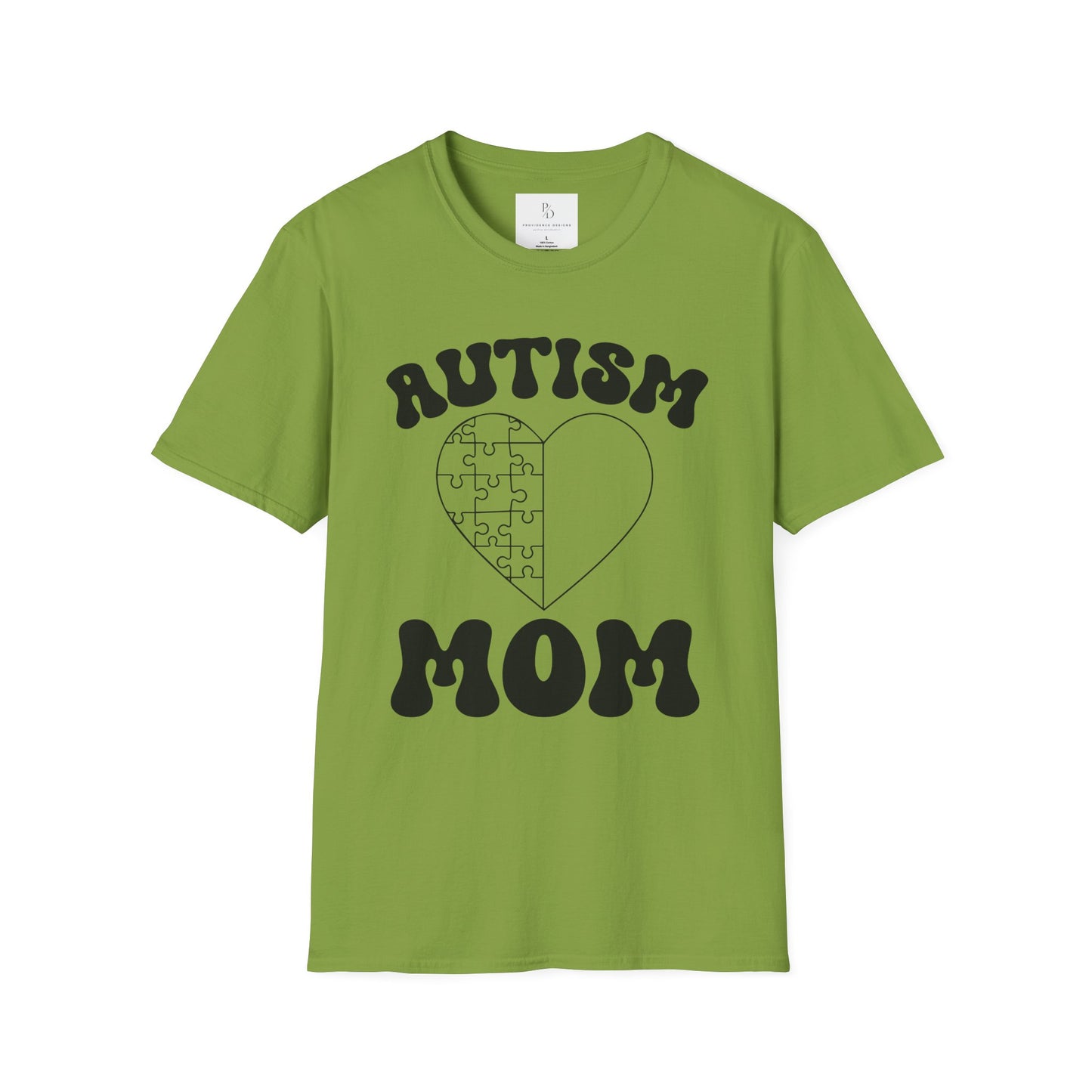 Autism Mom Unisex Softstyle T-Shirt - Heart Puzzle Design