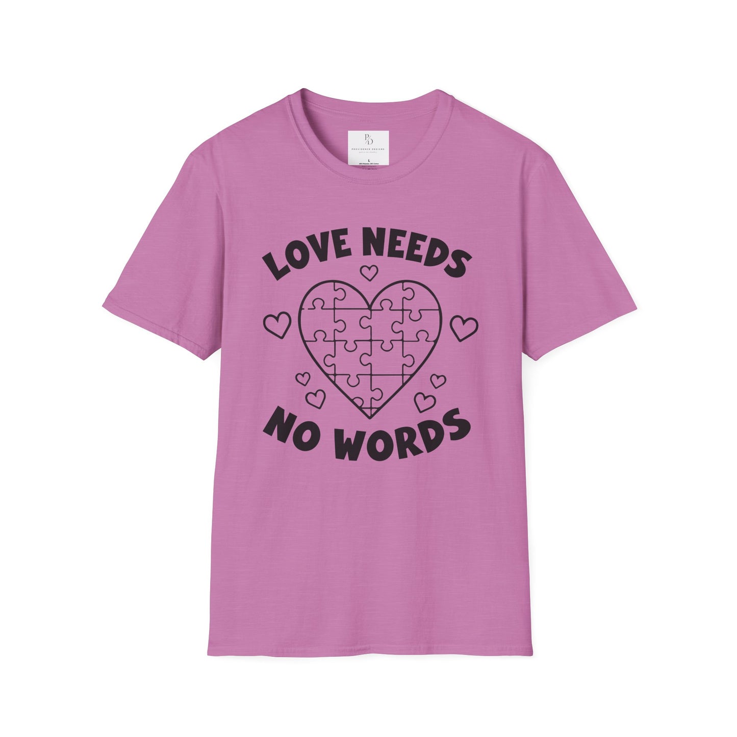 Love Needs No Words Puzzle Heart Unisex Softstyle T-Shirt