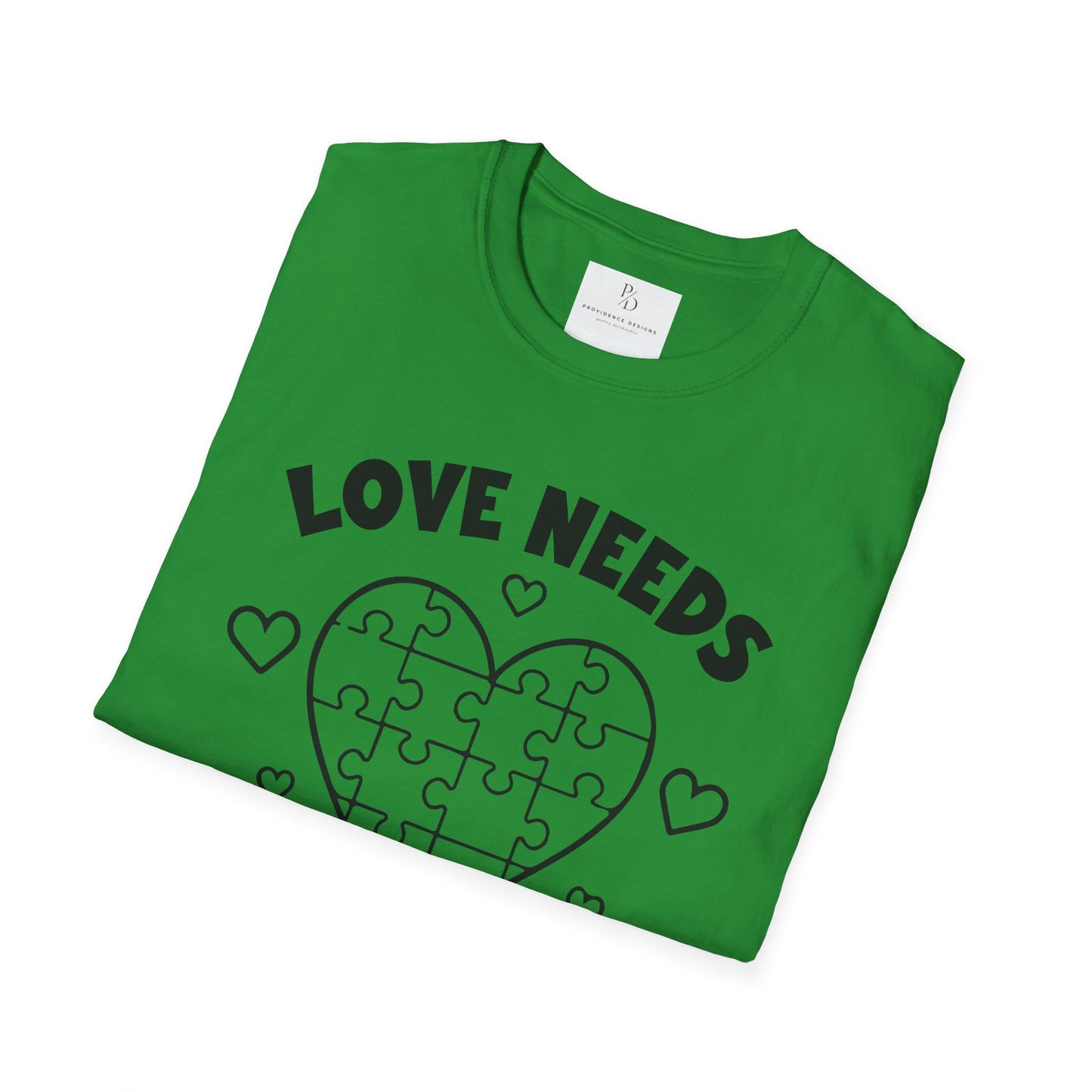 Love Needs No Words Puzzle Heart Unisex Softstyle T-Shirt