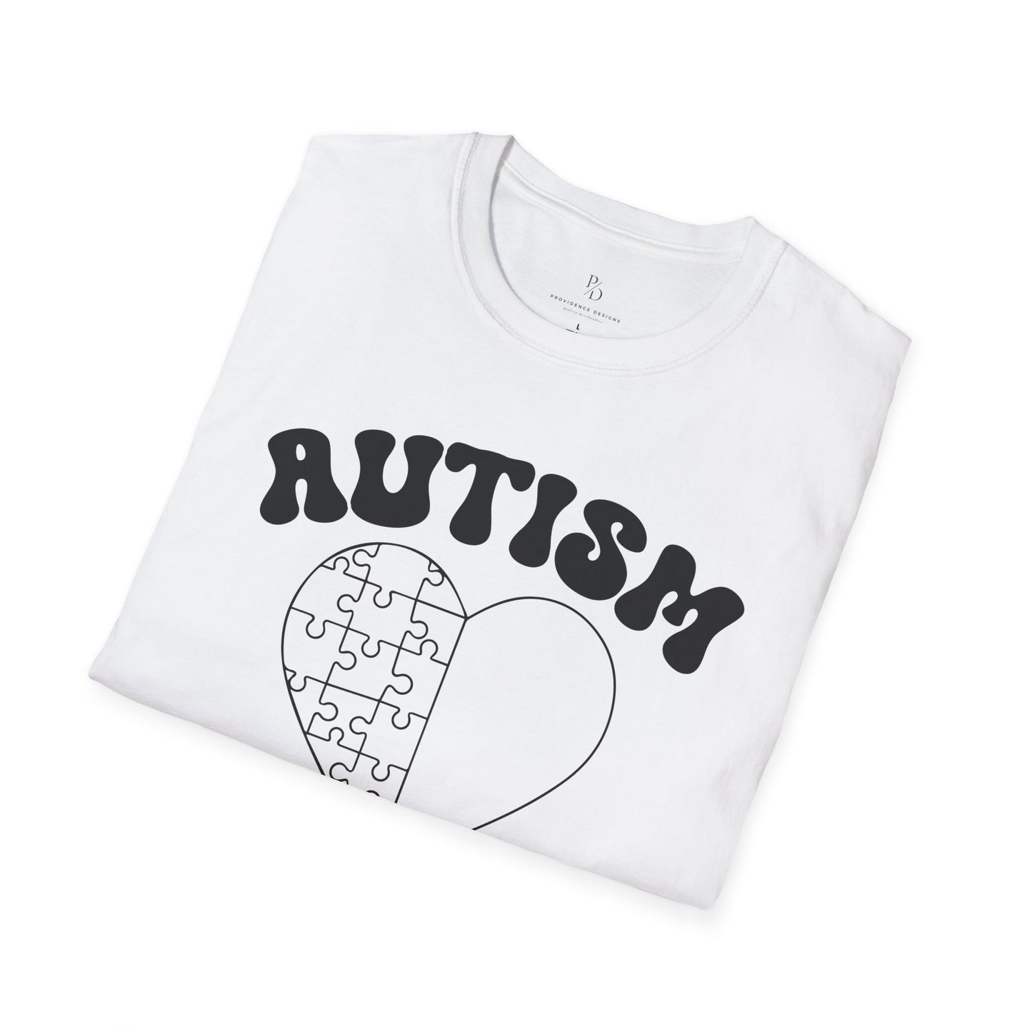 Autism Mom Unisex Softstyle T-Shirt - Heart Puzzle Design