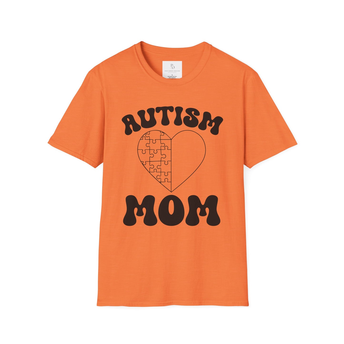 Autism Mom Unisex Softstyle T-Shirt - Heart Puzzle Design