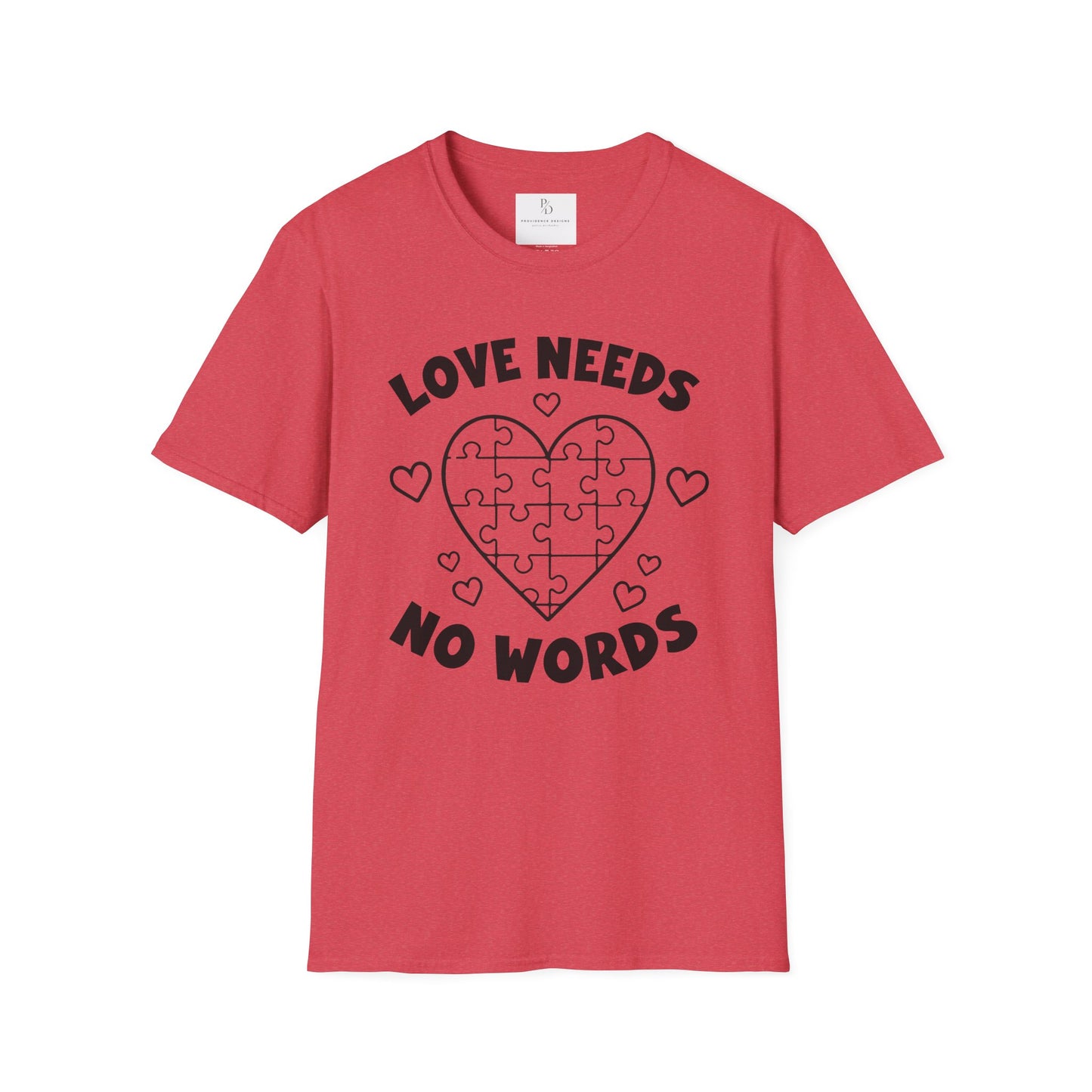 Love Needs No Words Puzzle Heart Unisex Softstyle T-Shirt