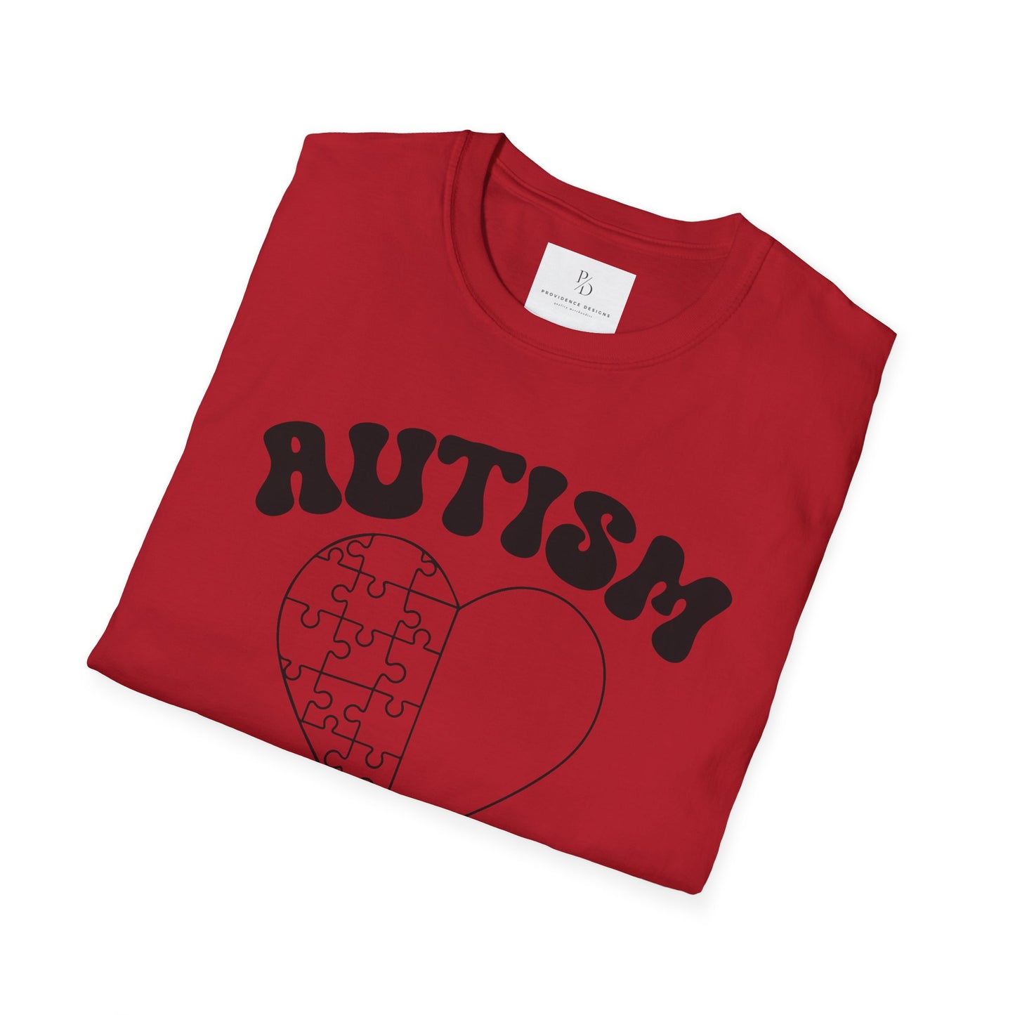 Autism Mom Unisex Softstyle T-Shirt - Heart Puzzle Design