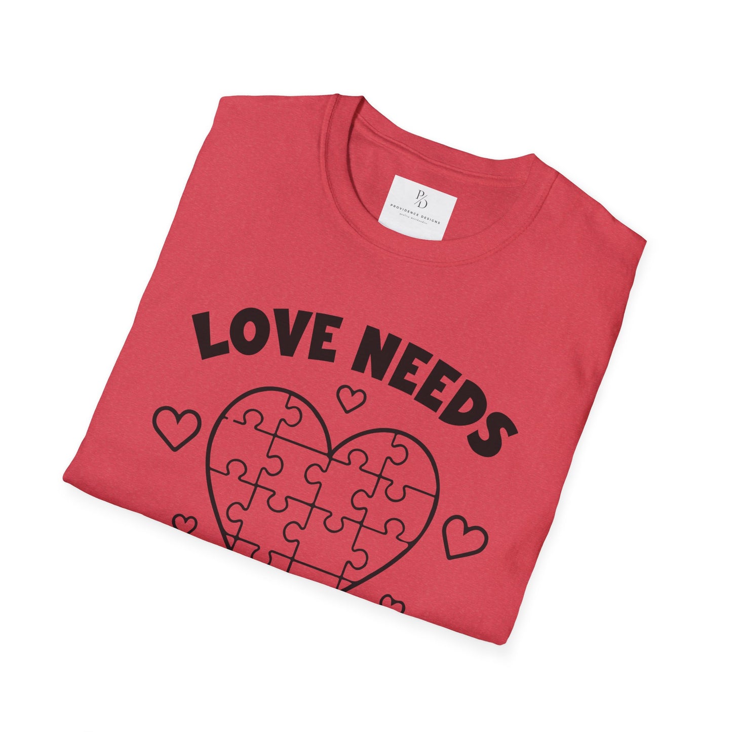 Love Needs No Words Puzzle Heart Unisex Softstyle T-Shirt