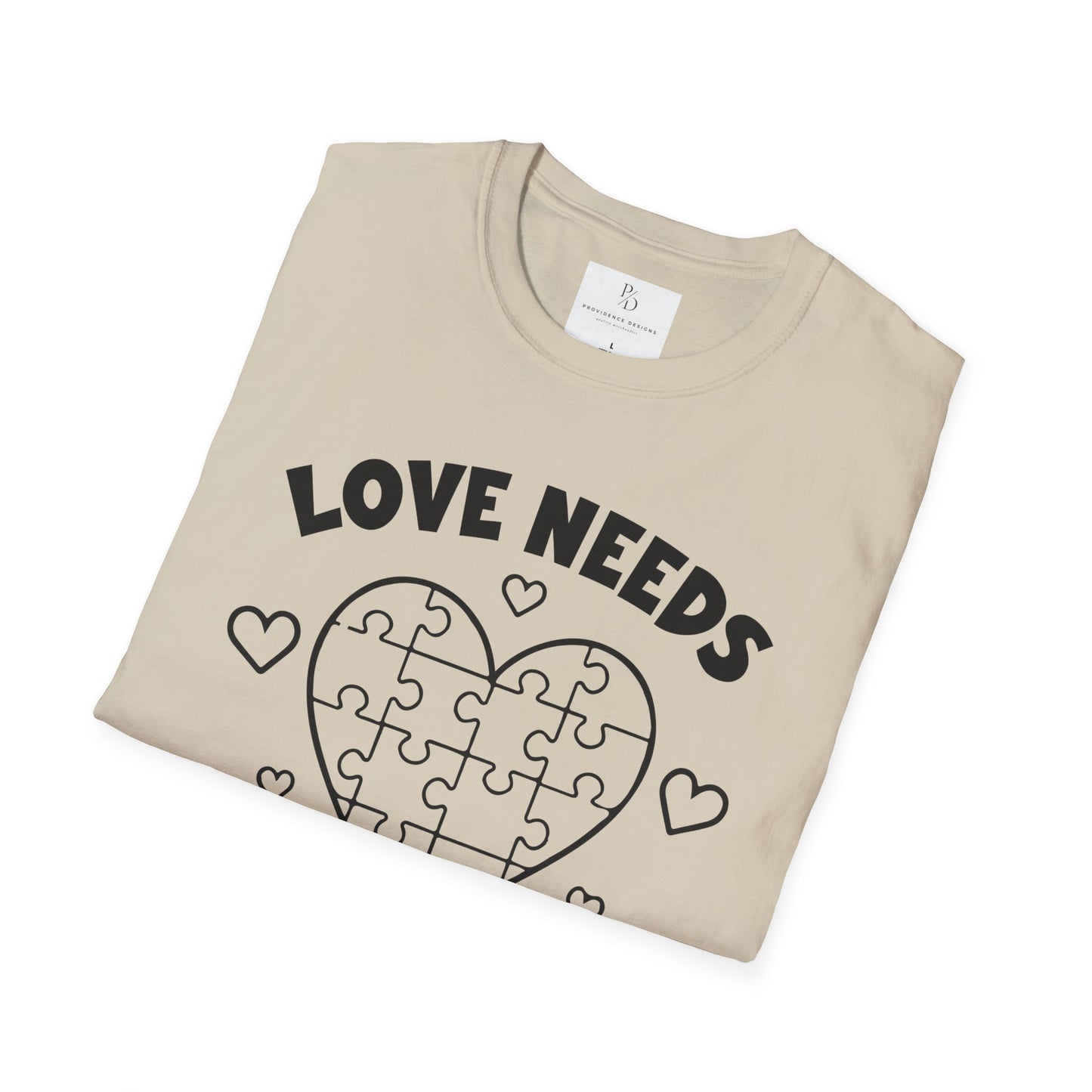 Love Needs No Words Puzzle Heart Unisex Softstyle T-Shirt
