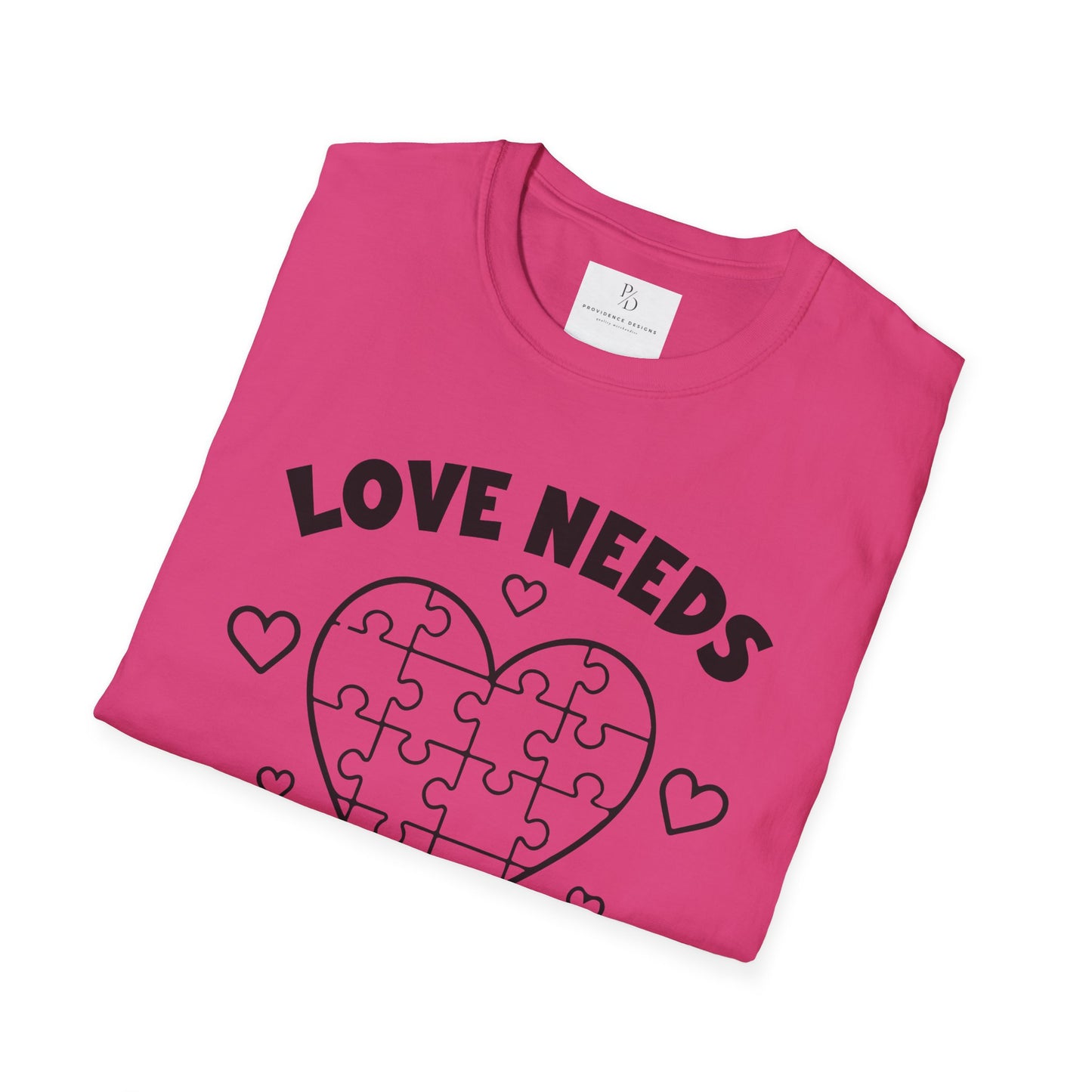 Love Needs No Words Puzzle Heart Unisex Softstyle T-Shirt