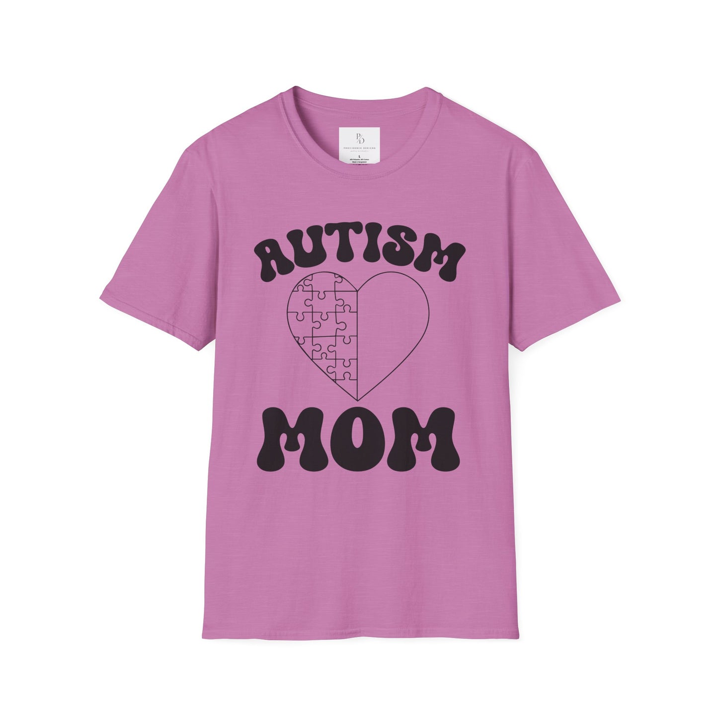 Autism Mom Unisex Softstyle T-Shirt - Heart Puzzle Design