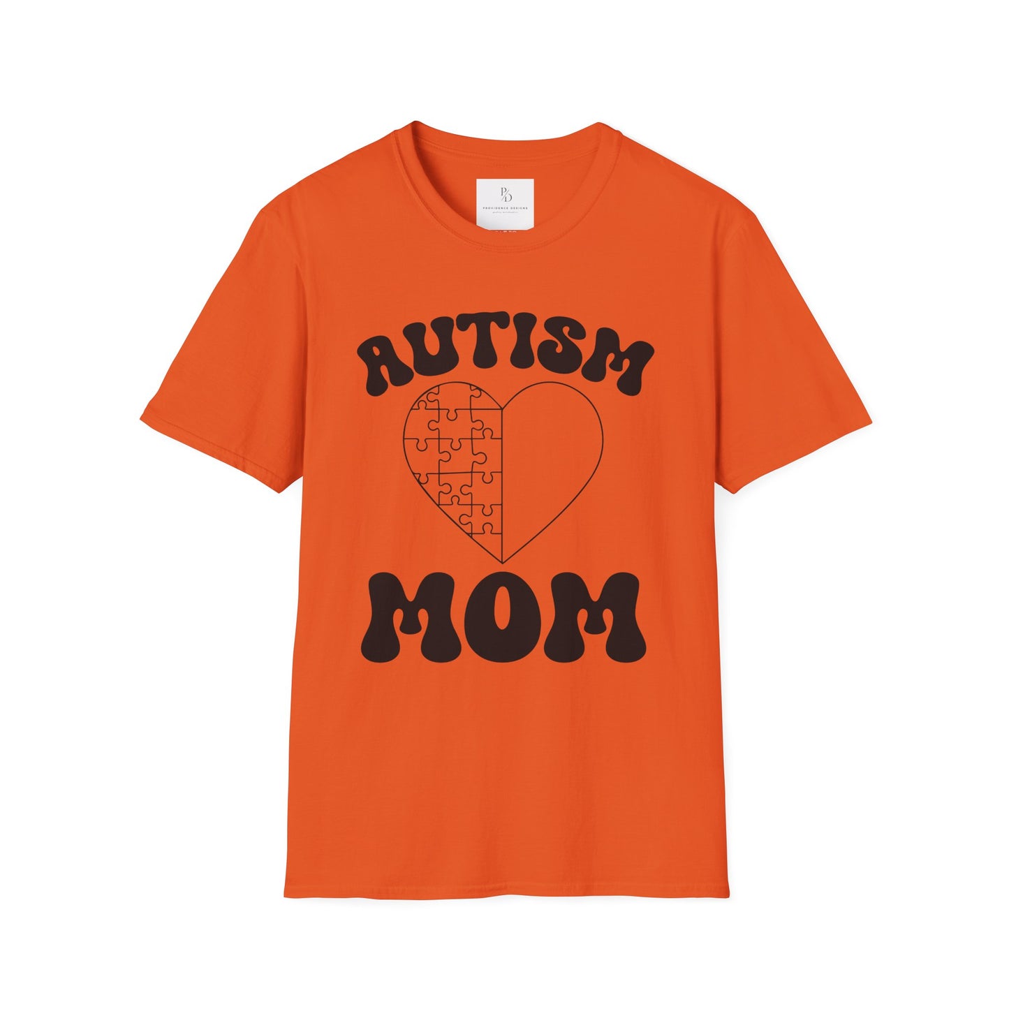 Autism Mom Unisex Softstyle T-Shirt - Heart Puzzle Design