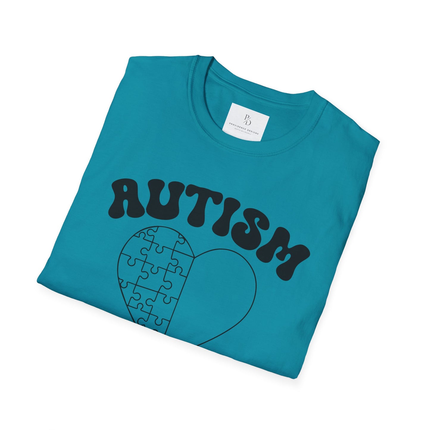 Autism Mom Unisex Softstyle T-Shirt - Heart Puzzle Design