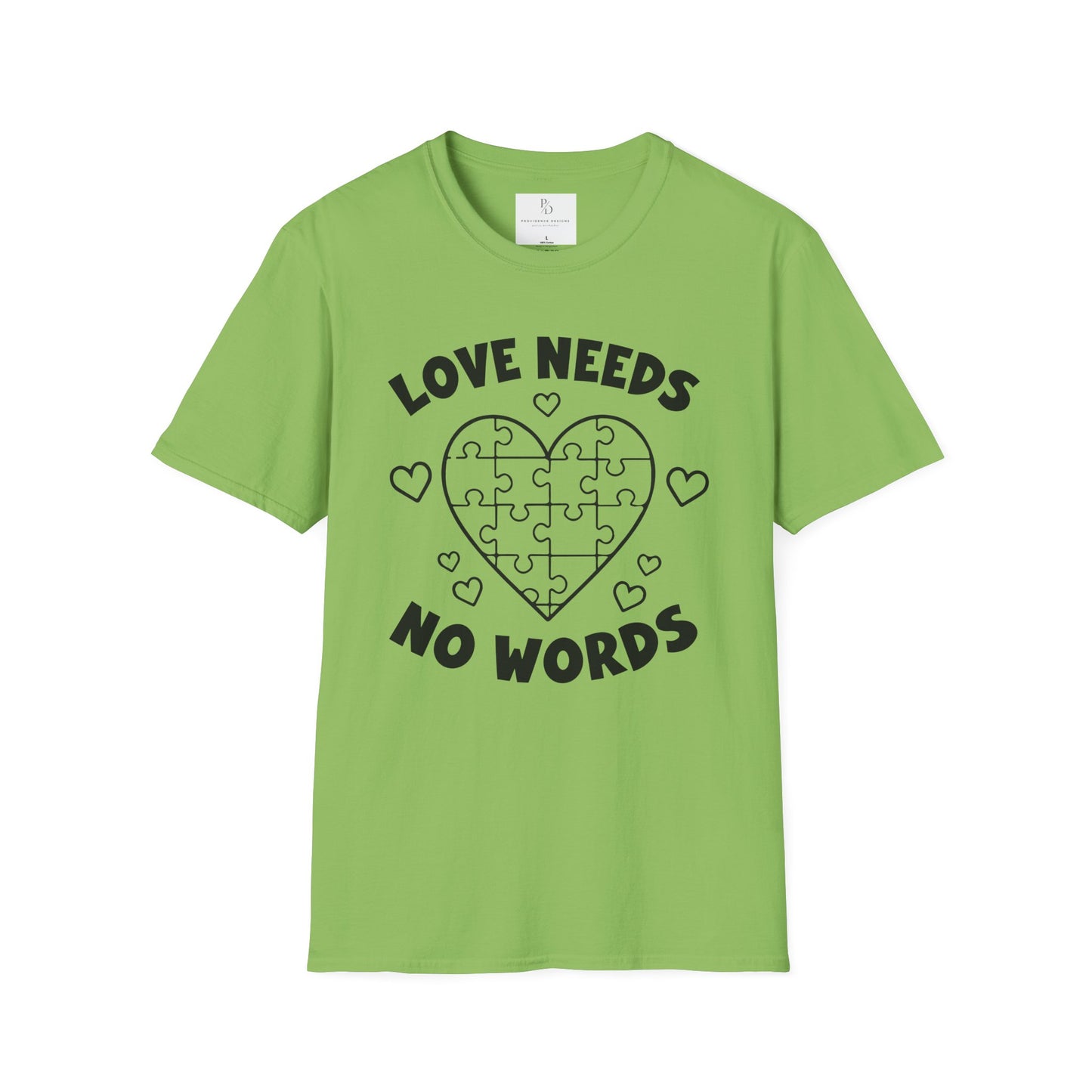 Love Needs No Words Puzzle Heart Unisex Softstyle T-Shirt