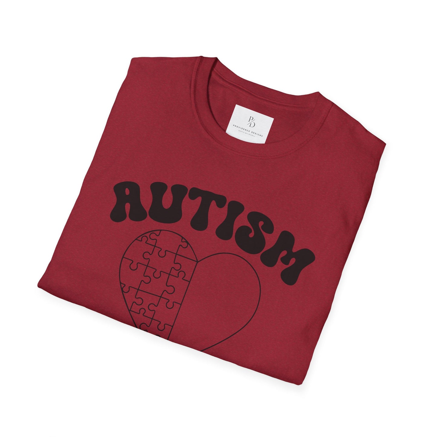 Autism Mom Unisex Softstyle T-Shirt - Heart Puzzle Design