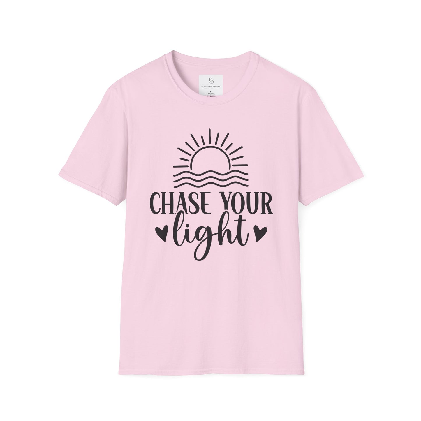 Chase Your Light Unisex T-Shirt, Inspirational Tee, Motivational Shirt, Gift for Friends, Summer Outfit, Positive Vibes