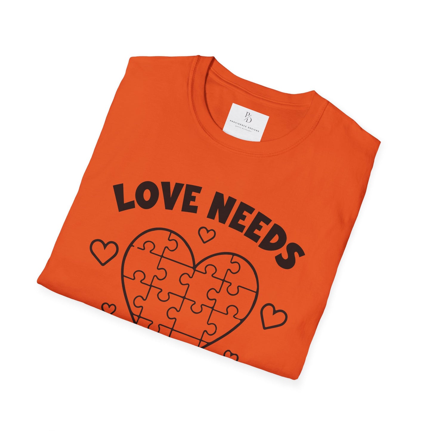 Love Needs No Words Puzzle Heart Unisex Softstyle T-Shirt