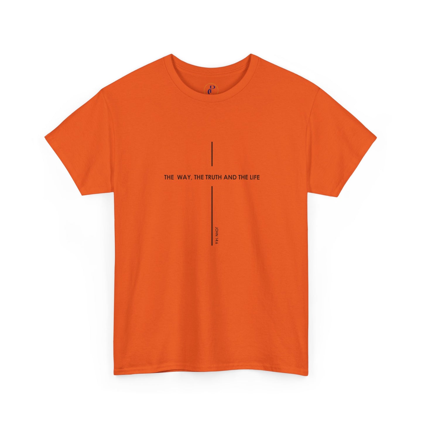 T‑Shirt — Minimal Cross Line Tee with 'The Way The Truth And The Life' Text