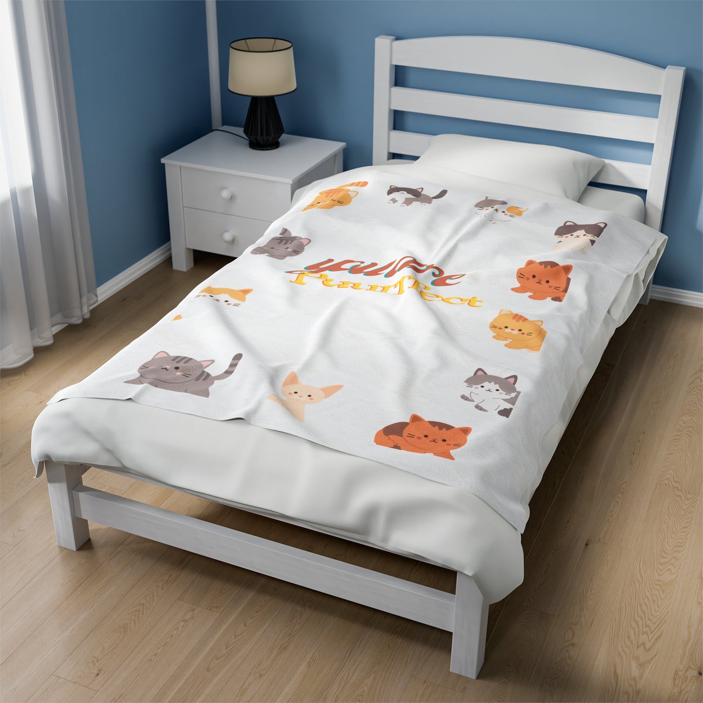 Cat illustration Velveteen Plush Blanket