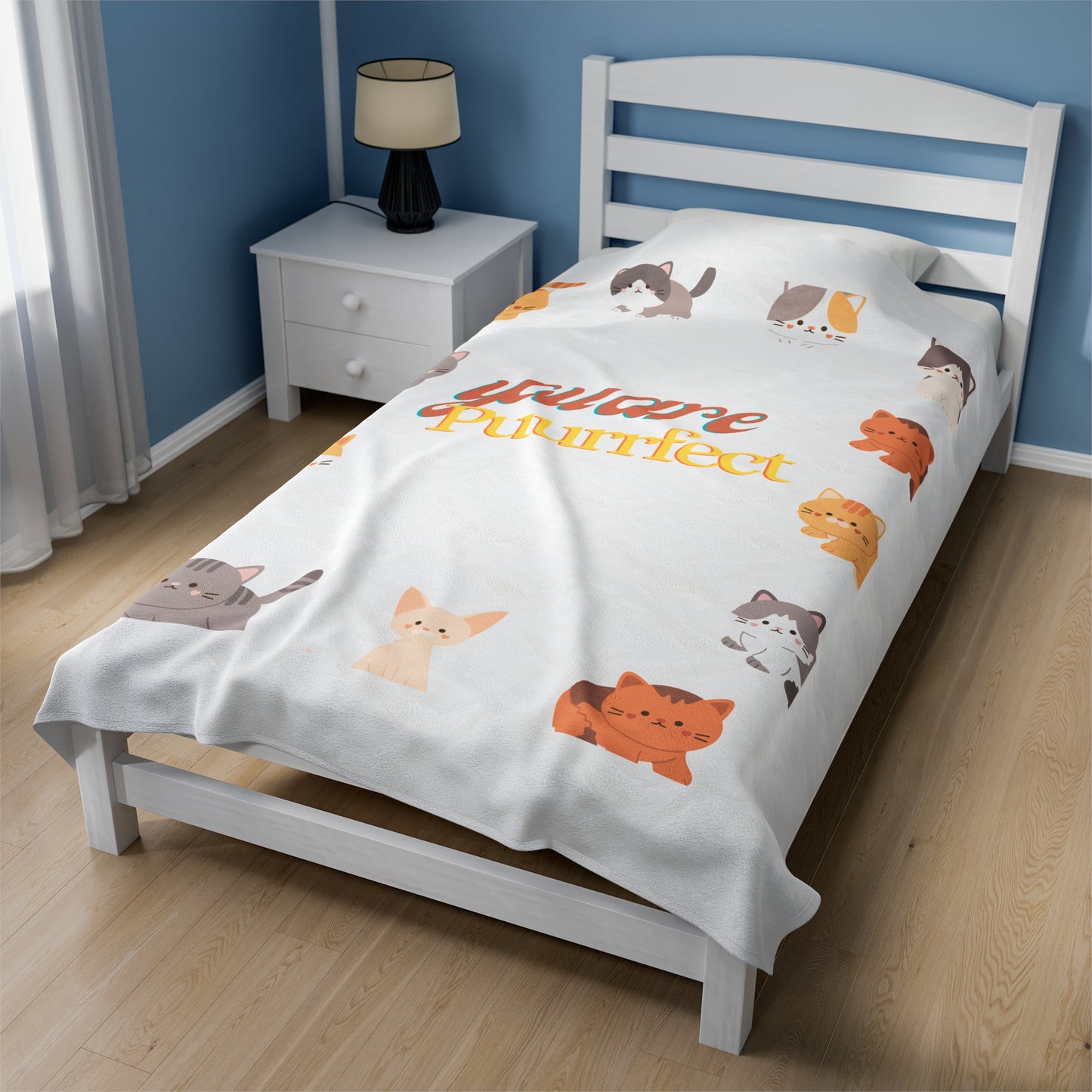 Cat illustration Velveteen Plush Blanket