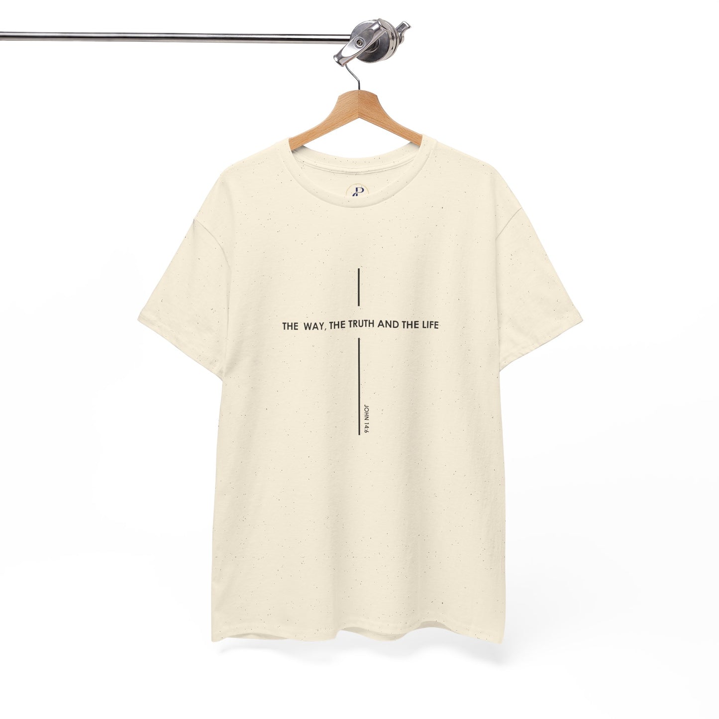 T‑Shirt — Minimal Cross Line Tee with 'The Way The Truth And The Life' Text
