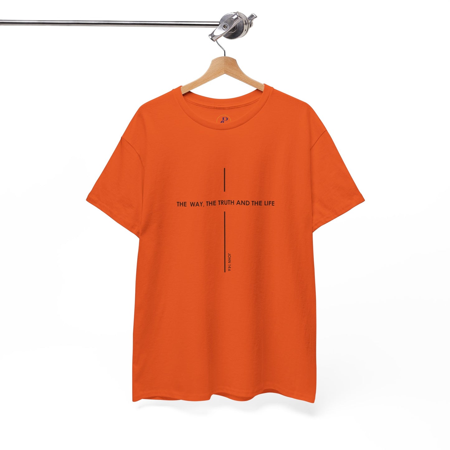T‑Shirt — Minimal Cross Line Tee with 'The Way The Truth And The Life' Text