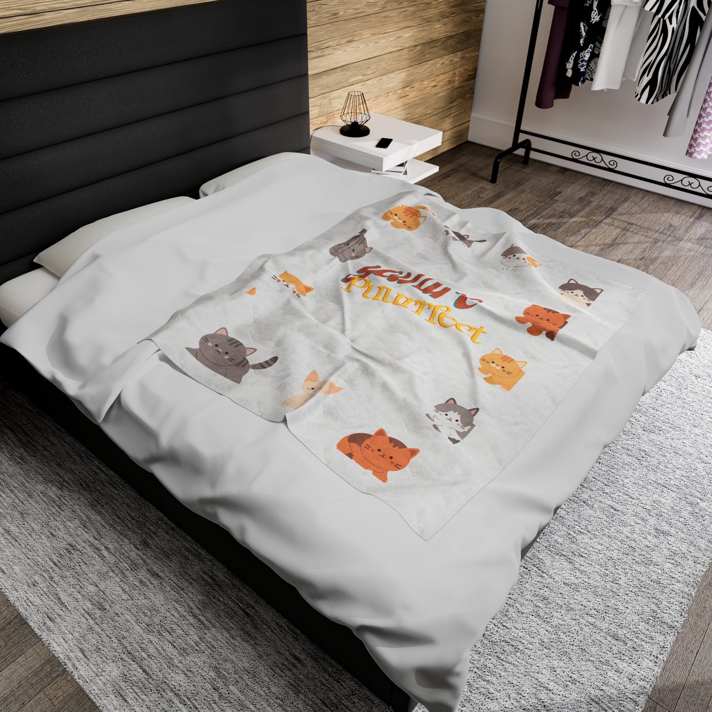 Cat illustration Velveteen Plush Blanket