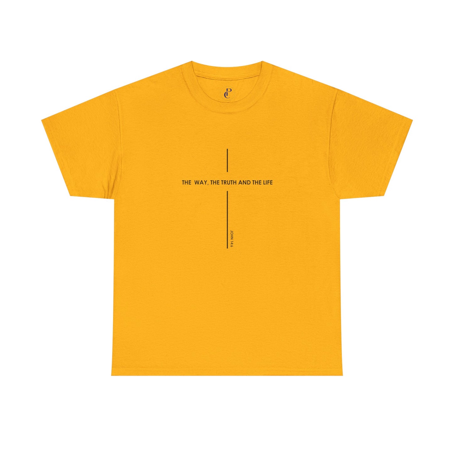 T‑Shirt — Minimal Cross Line Tee with 'The Way The Truth And The Life' Text