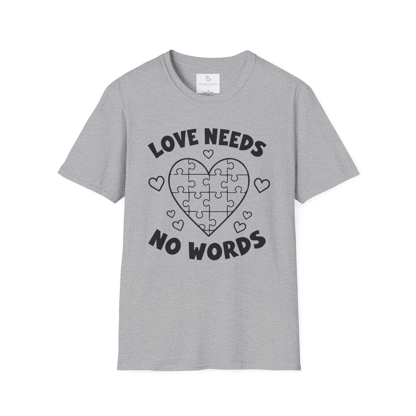 Love Needs No Words Puzzle Heart Unisex Softstyle T-Shirt