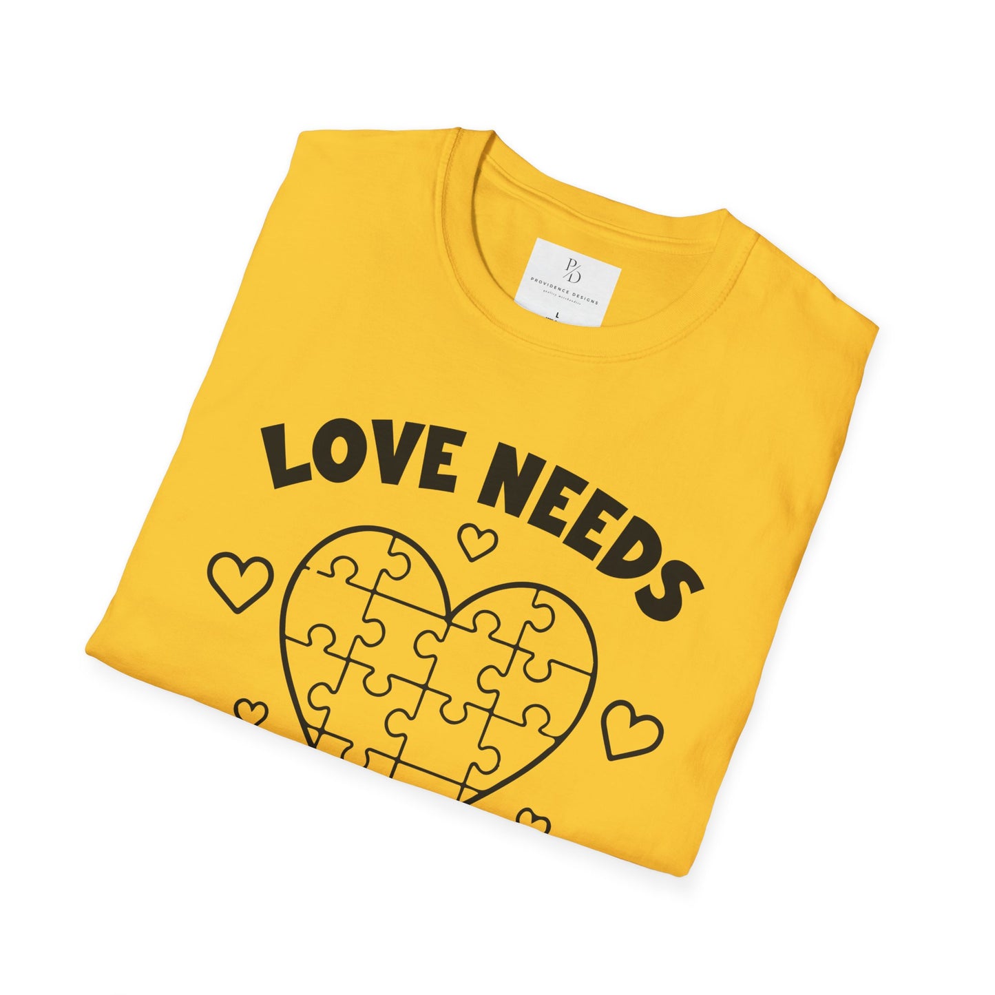 Love Needs No Words Puzzle Heart Unisex Softstyle T-Shirt