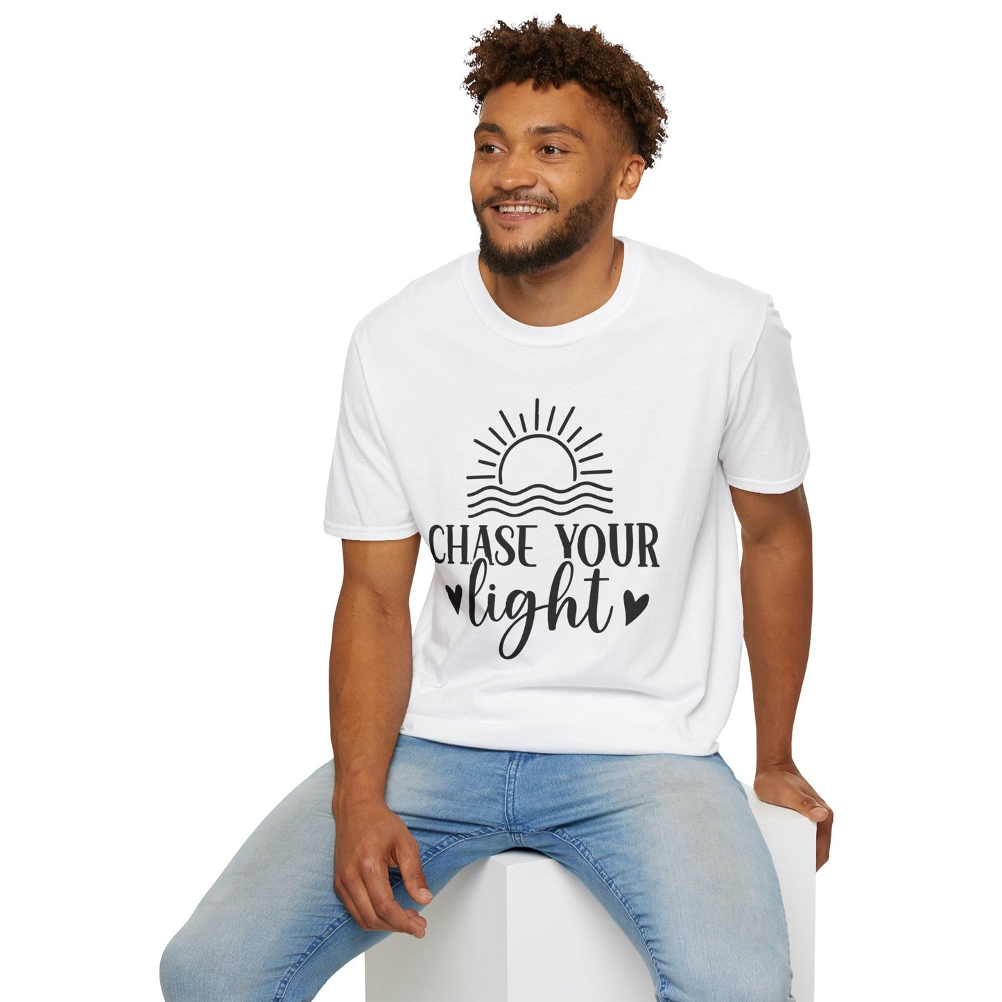 Chase Your Light Unisex T-Shirt, Inspirational Tee, Motivational Shirt, Gift for Friends, Summer Outfit, Positive Vibes