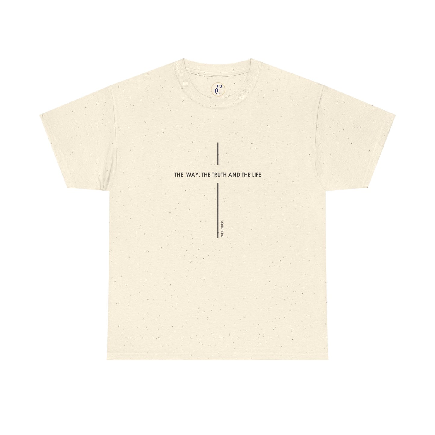 T‑Shirt — Minimal Cross Line Tee with 'The Way The Truth And The Life' Text